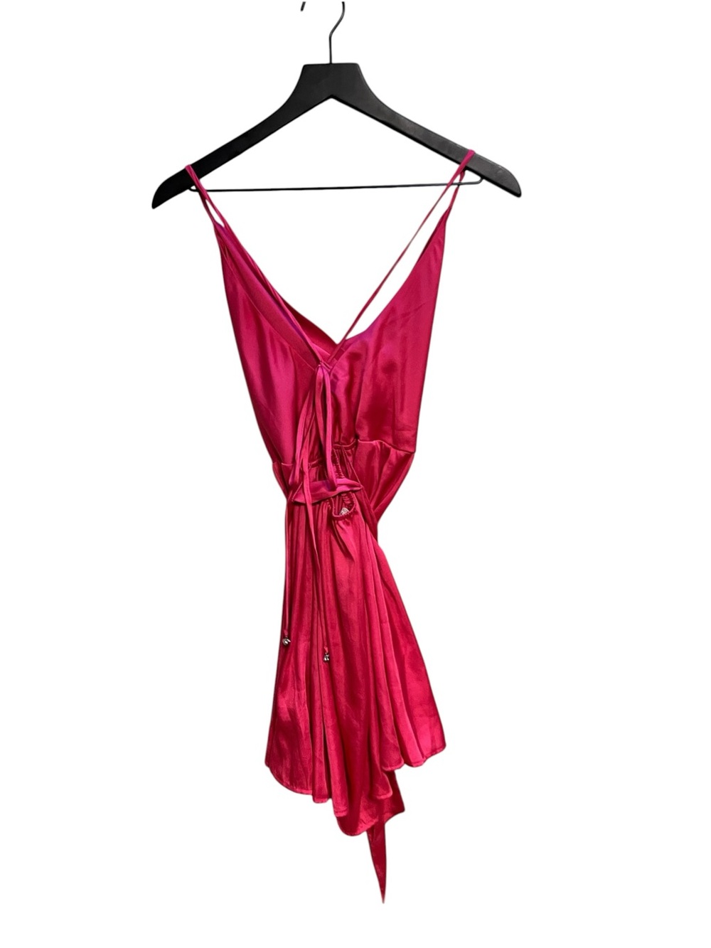 Free People silky, slinky Fuchsia Slip Dress with Tie Waist, size large